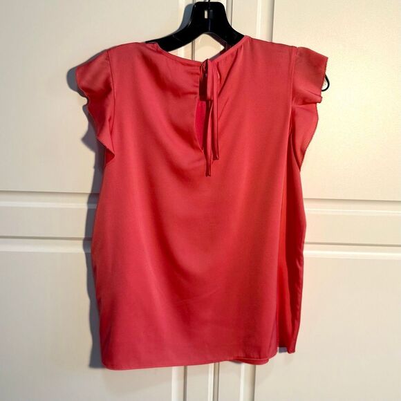 NWT Elie Tahari “Anya” ruffle cap sleeves silk blend top in pink Size S - Picture 8 of 13